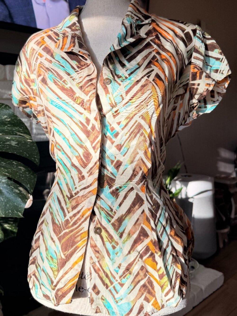 Vintage Jones NY Silk Blend Blouse Tie Back Y2K Office Siren Chic